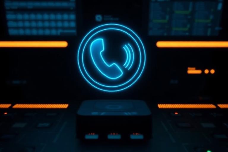 Glowing call signal rings on a dark control panel